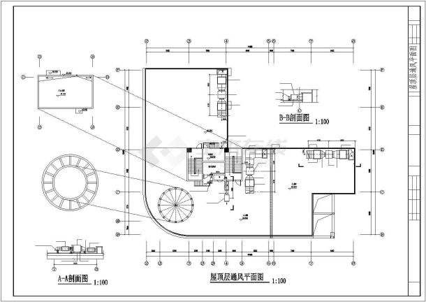 某工业用房通风cad施工平面图纸-图一