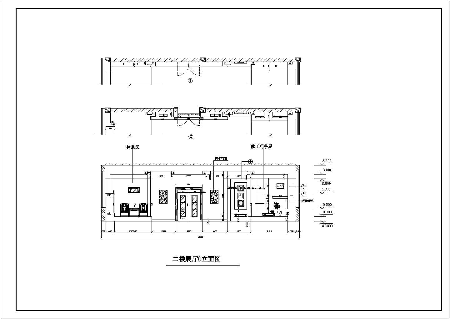 三层高档商品展示厅装修施工设计图