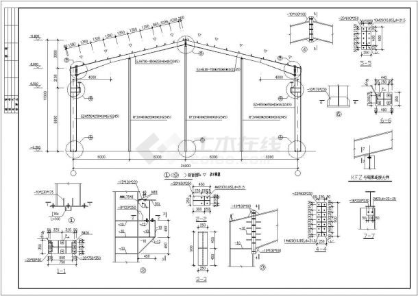某24米跨门式刚架轻型房屋钢结构厂房整套CAD设计施工图-图一