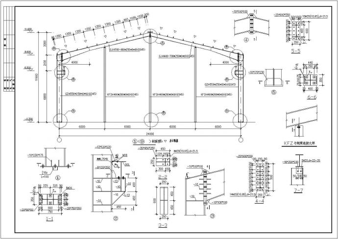 某24米跨门式刚架轻型房屋钢结构厂房整套CAD设计施工图_图1
