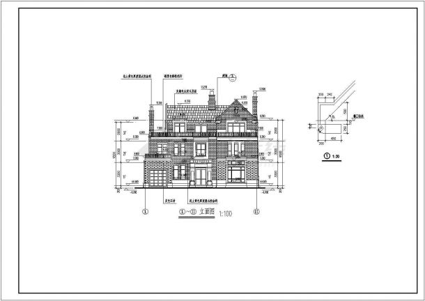 英式风格三层独栋别墅建筑结构水电施工图（砖混结构）-图一