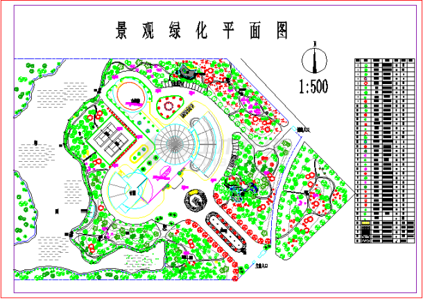 某游湖公园景观绿化设计平面CAD详图-图一