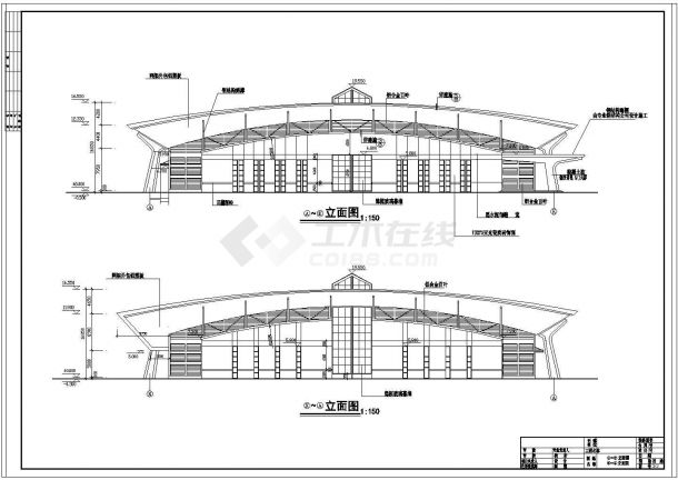 某单层体育馆建筑方案图，共3张-图二