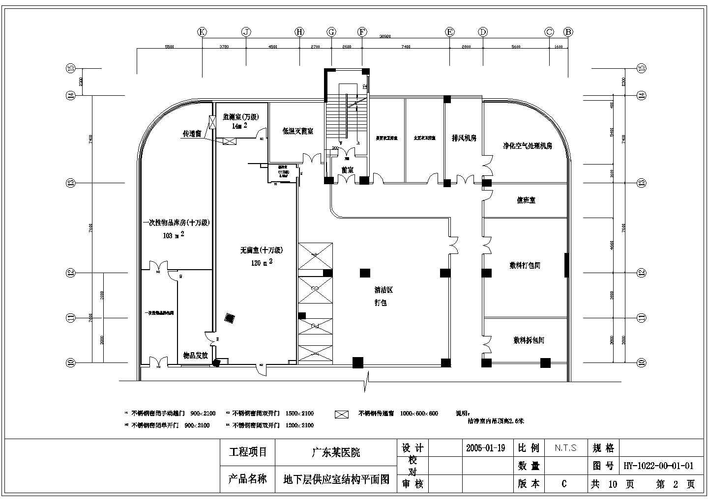 【广东】某医院洁净室净化装修、空调、电气图