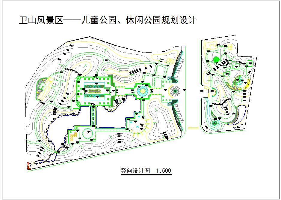 儿童休闲公园、体育公园规划设计CAD图（竖向设计）