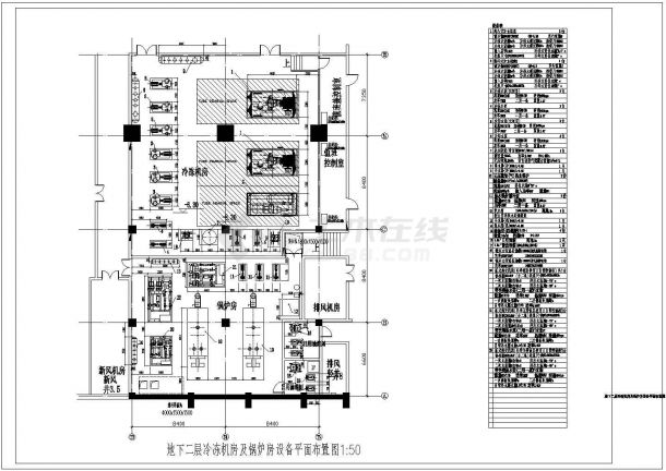 某地大型商业中心冷冻机房及锅炉房系统设计CAD施工图-图一