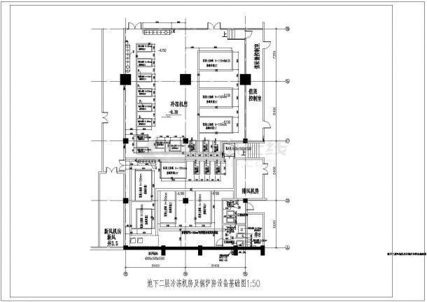 某地大型商业中心冷冻机房及锅炉房系统设计CAD施工图-图二