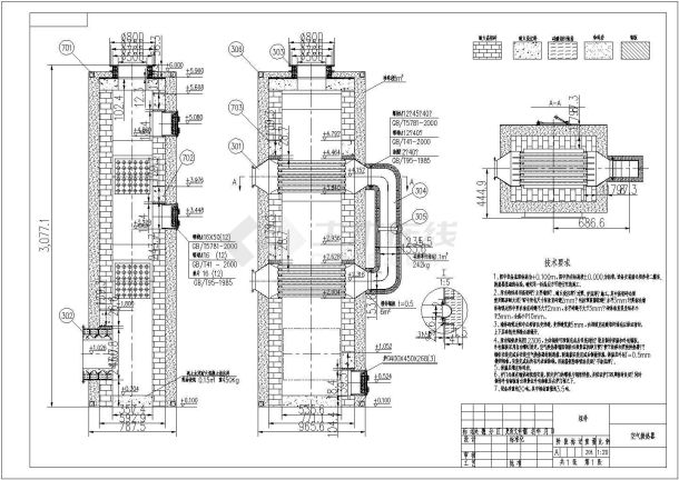 热解焚烧系统急冷塔 换热器等设备全套工艺图（带零件明细）-图二