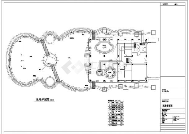 广东花园式泳池全套设计施工图（带控制机房图）-图一