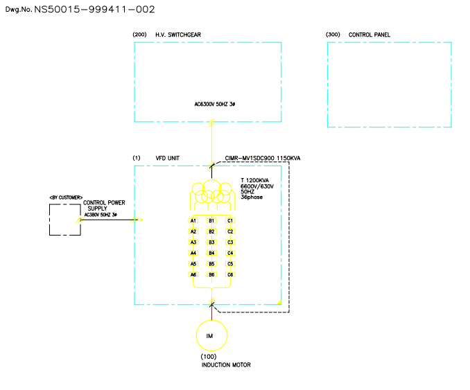 电厂循环水泵高压变频器改造电气原理cad设计图，含pdf版_图1