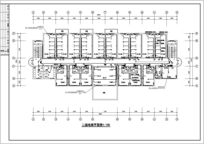 两层工厂厂房电气cad施工设计图（屋顶电梯机房）_图1