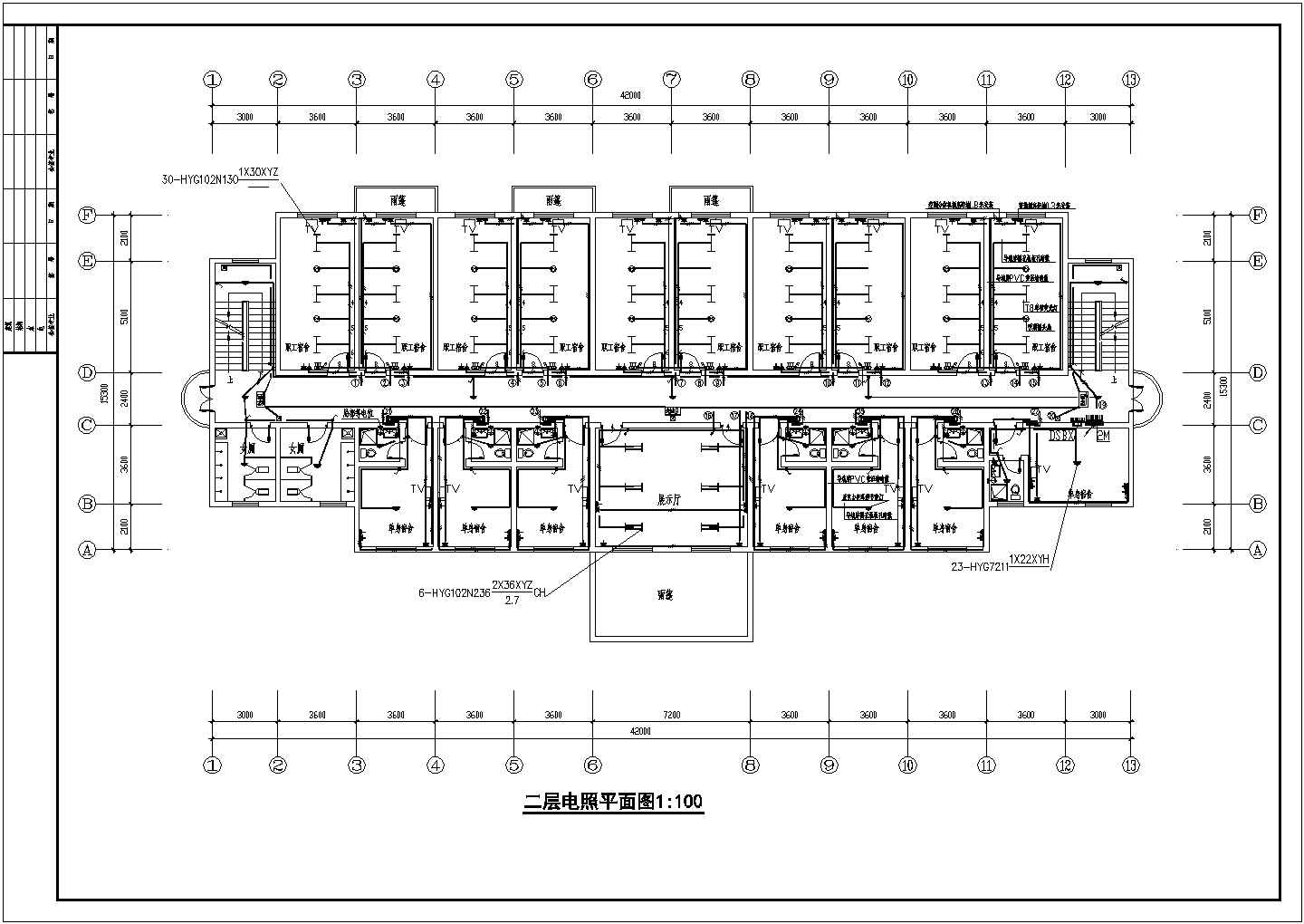 两层工厂厂房电气cad施工设计图（屋顶电梯机房）
