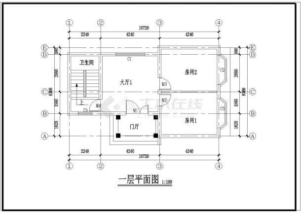 某别墅两层建筑设计施工图纸（含效果图）-图一