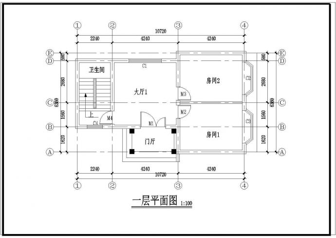 某别墅两层建筑设计施工图纸（含效果图）_图1