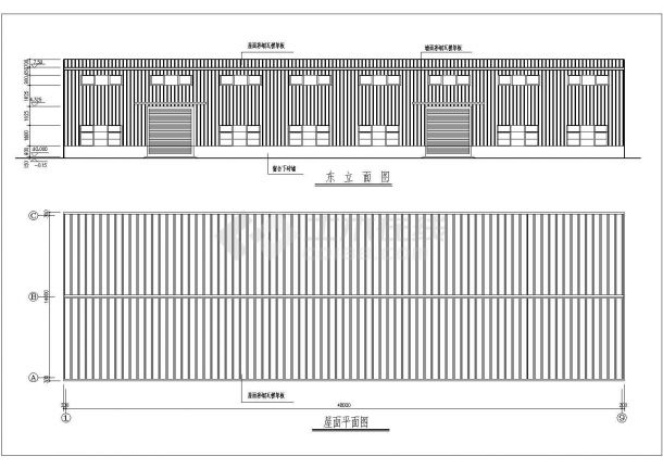 单层轻钢结构厂房设计cad图，含设计说明-图一