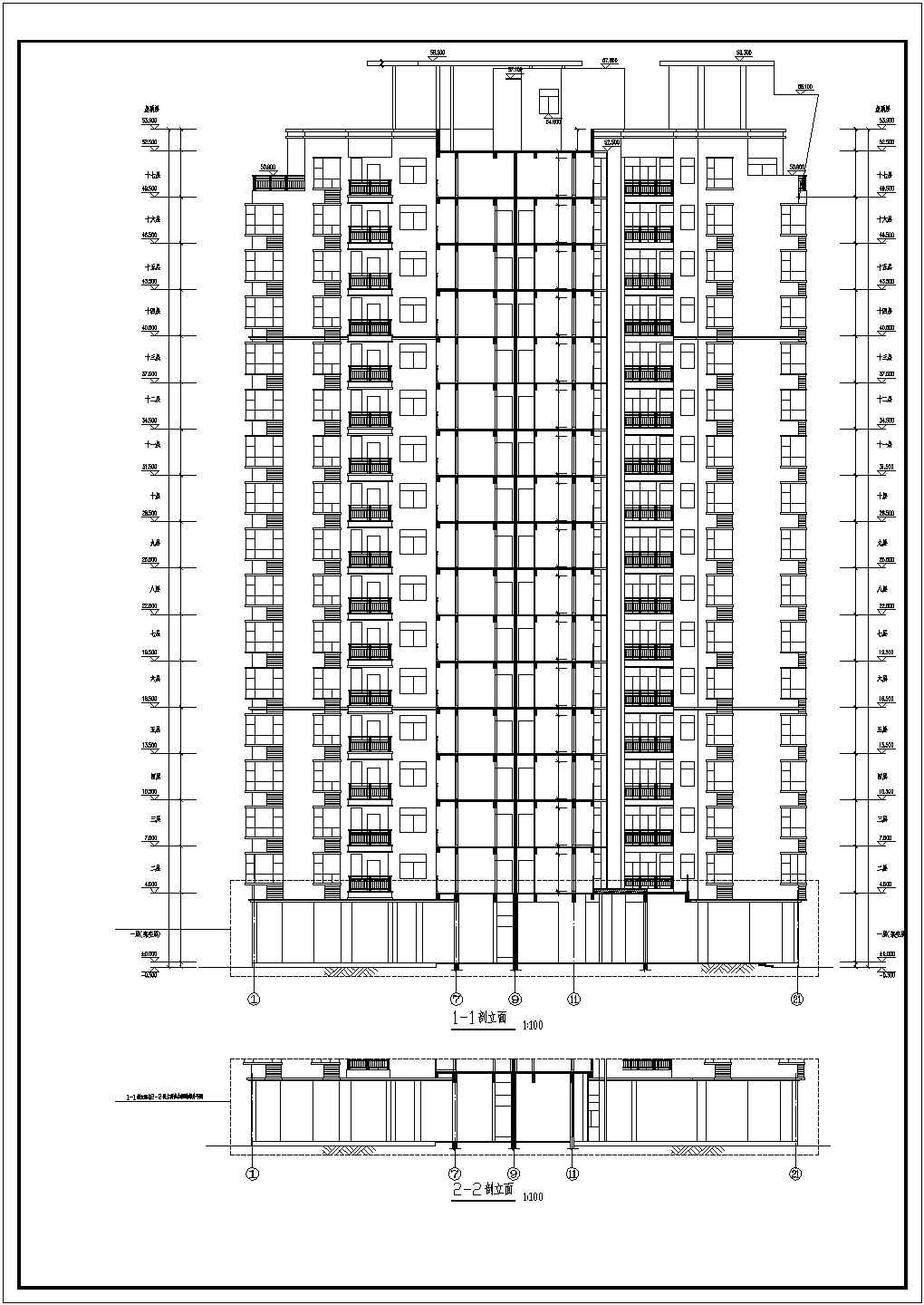 某地17层四户塔式住宅楼建筑施工图