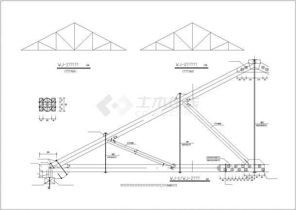 某单层木屋架结构厂房施工图，共9张图-图一