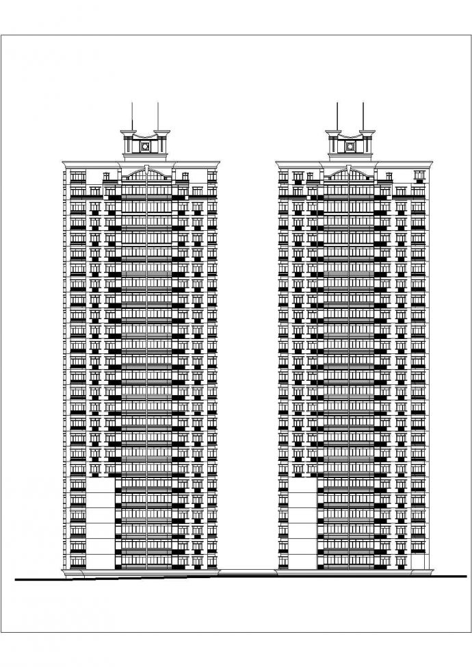 地下1层地上26层双子塔式（1塔1楼梯二电梯五户）跃式住宅楼建筑施工图_图1