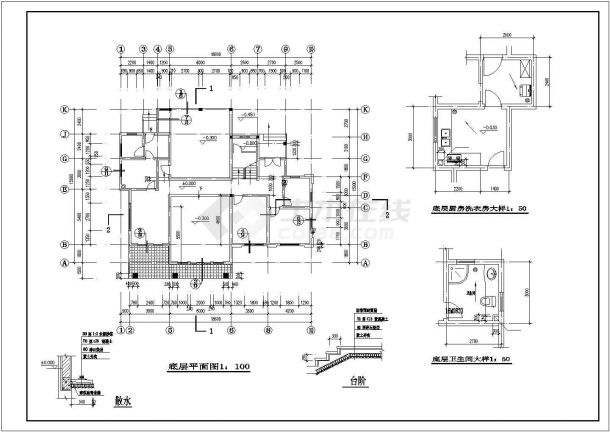 3层框混结构新农村家庭别墅设计施工图-图二