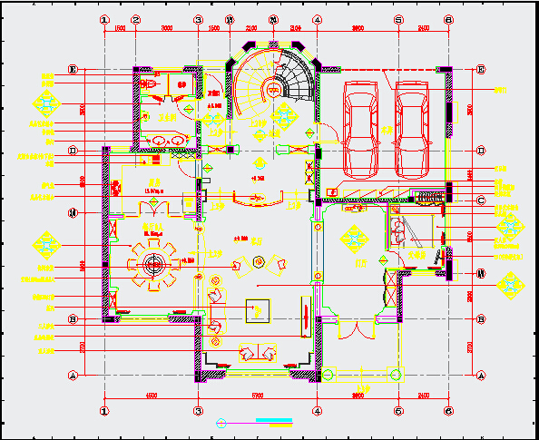 某二层别墅装饰装修设计cad施工图（有车库）_图1