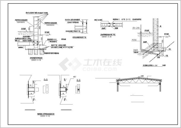 工厂厂房接地式防雷设计cad施工图（联合接地体）-图二