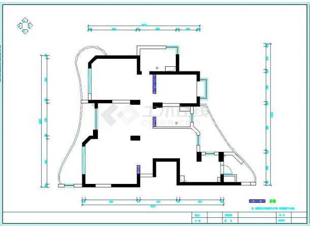 欧式舒适3居室室内设计全套CAD施工图-图二