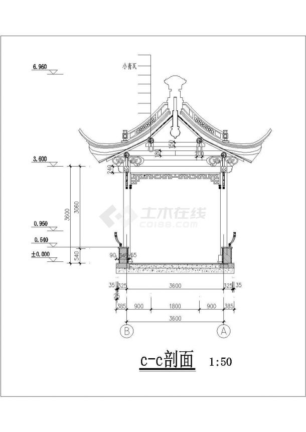 某公园中式古典四角亭施工图