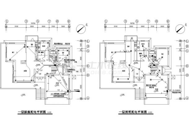 某地区别墅电气设计图纸（共3张）-图一