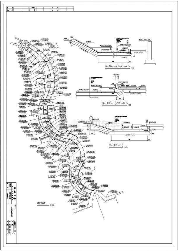 某地市小区河道平面施工详图-图一