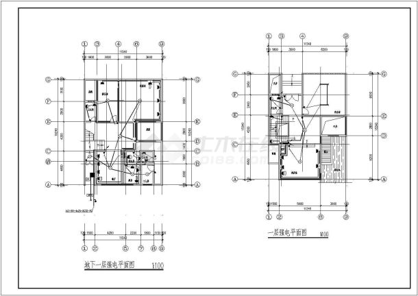 某地区别墅强电弱电施工图（共5张）-图一