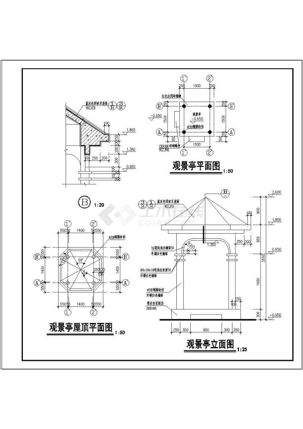 某住宅观景亭建筑方案设计图-图一