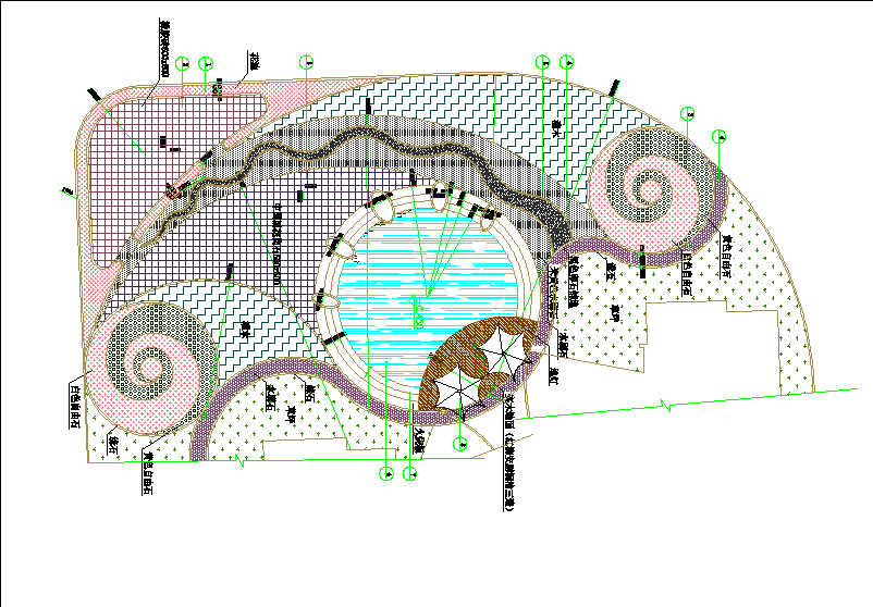 某住宅小区广场道路铺装及景观绿化施工图(带水池)