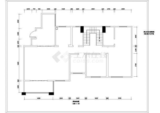 两室两厅住宅室内装修CAD施工图-图一