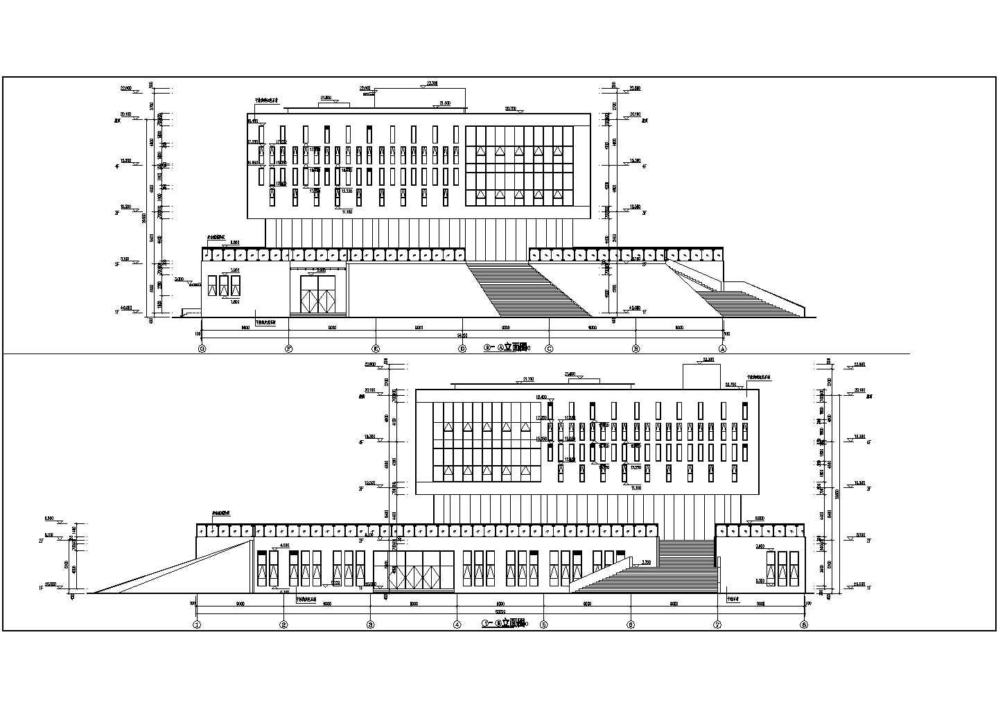 6000平四层框架结构展览馆博物馆建筑全套施工图，含说明