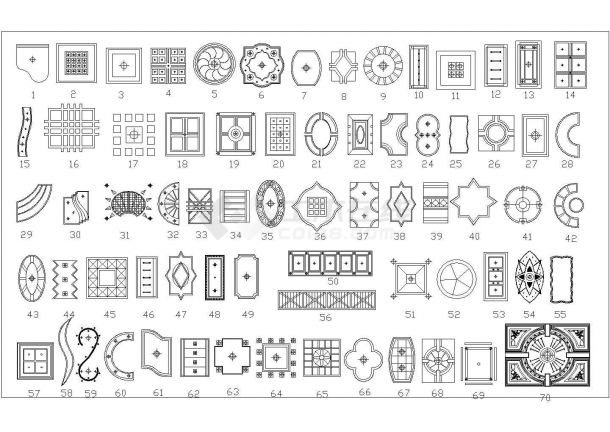 160多个天花板吊顶装修cad图案图块集-图二