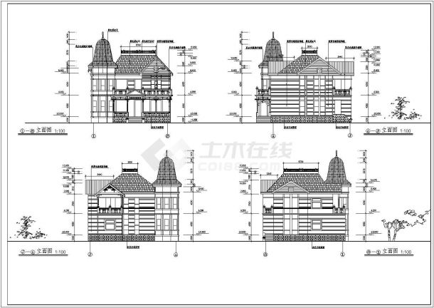 二层俄罗斯式别墅建筑施工图（两栋）-图一