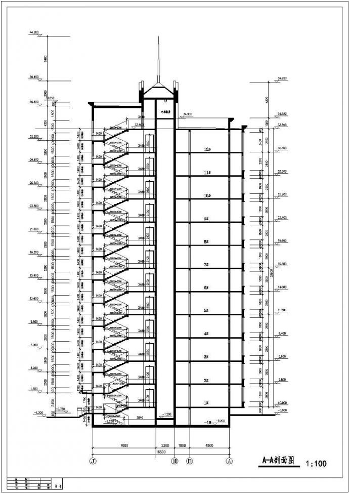 12层塔式豪华公寓一梯二户对称户型建筑施工图_图1