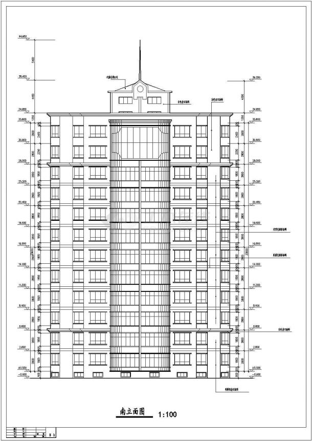 12层塔式豪华公寓一梯二户对称户型建筑施工图-图二