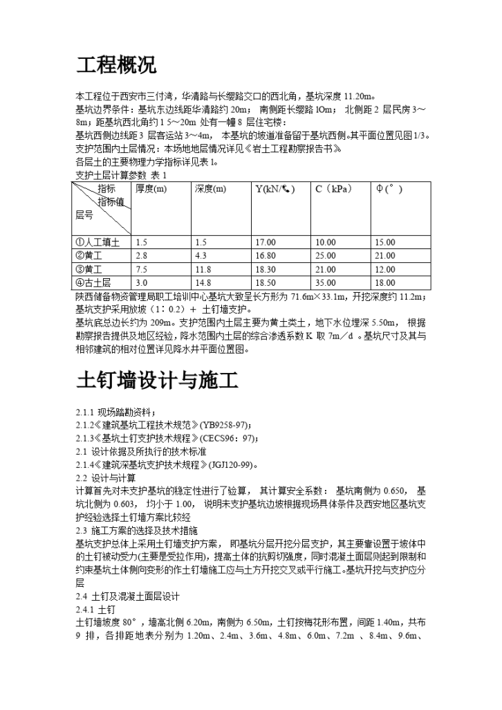 陕西物资储备管理局职工培训中心降水及基坑支护施工组织设计方案.-图二