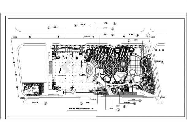 大规模商业广场景观布置CAD总平面图-图一
