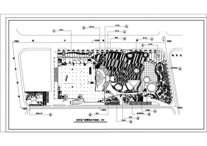 大规模商业广场景观布置CAD总平面图_图1