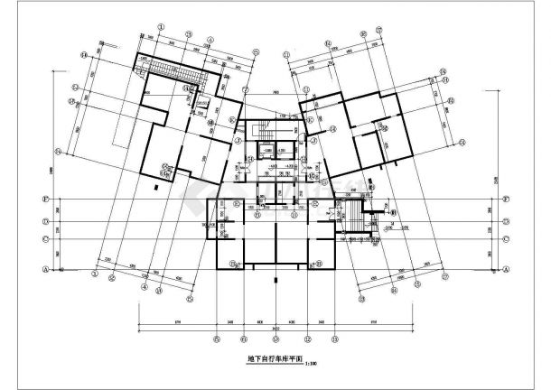 某县某多层居住楼二梯五户型设计施工CAD参考平面图纸-图一