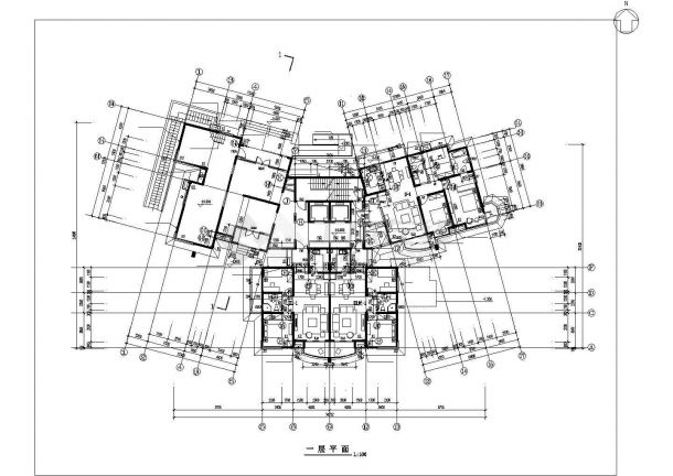 某县某多层居住楼二梯五户型设计施工CAD参考平面图纸-图二