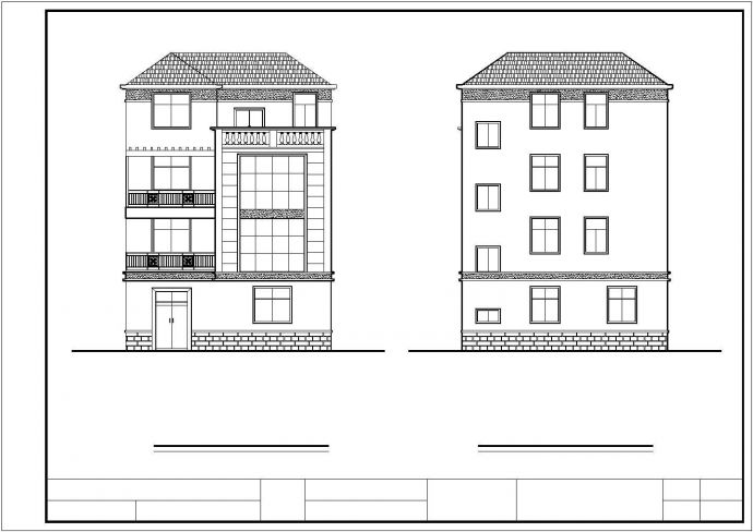 四层小别墅（建筑图与结构图）cad_图1