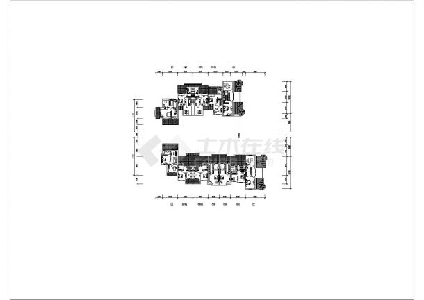 [方案]某三层联排别墅组合户型图-图二