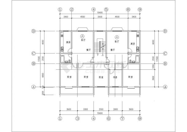 板式多层一梯两户二室二厅一卫户型图(94/108)-图二