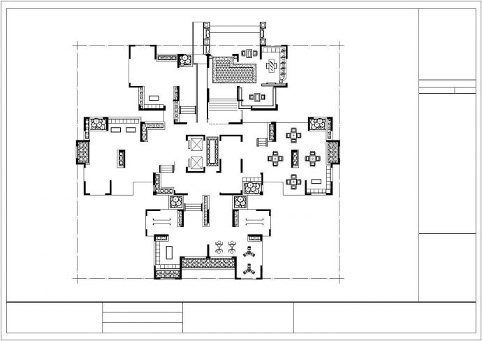 某高层一梯六住宅户型平面图（120、100、80平方米）_图1