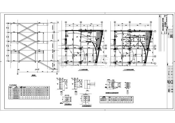 广场钢框架-中心支撑加建楼梯结构施工图-图一