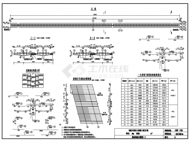装配式预应力混凝土T梁桥上部构造通用图（跨径：30m，桥面宽度：二级公路10m）-图二