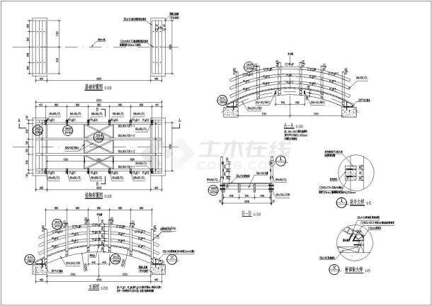 两座景观桥结构施工图纸-图一